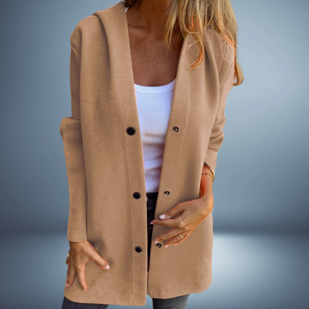 Jasmine -Single-Breasted Casual Hooded Jacket